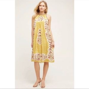 Anthropologie Bhanuni by Jyoti Soleil Yellow Beaded Swing Dress, size MP